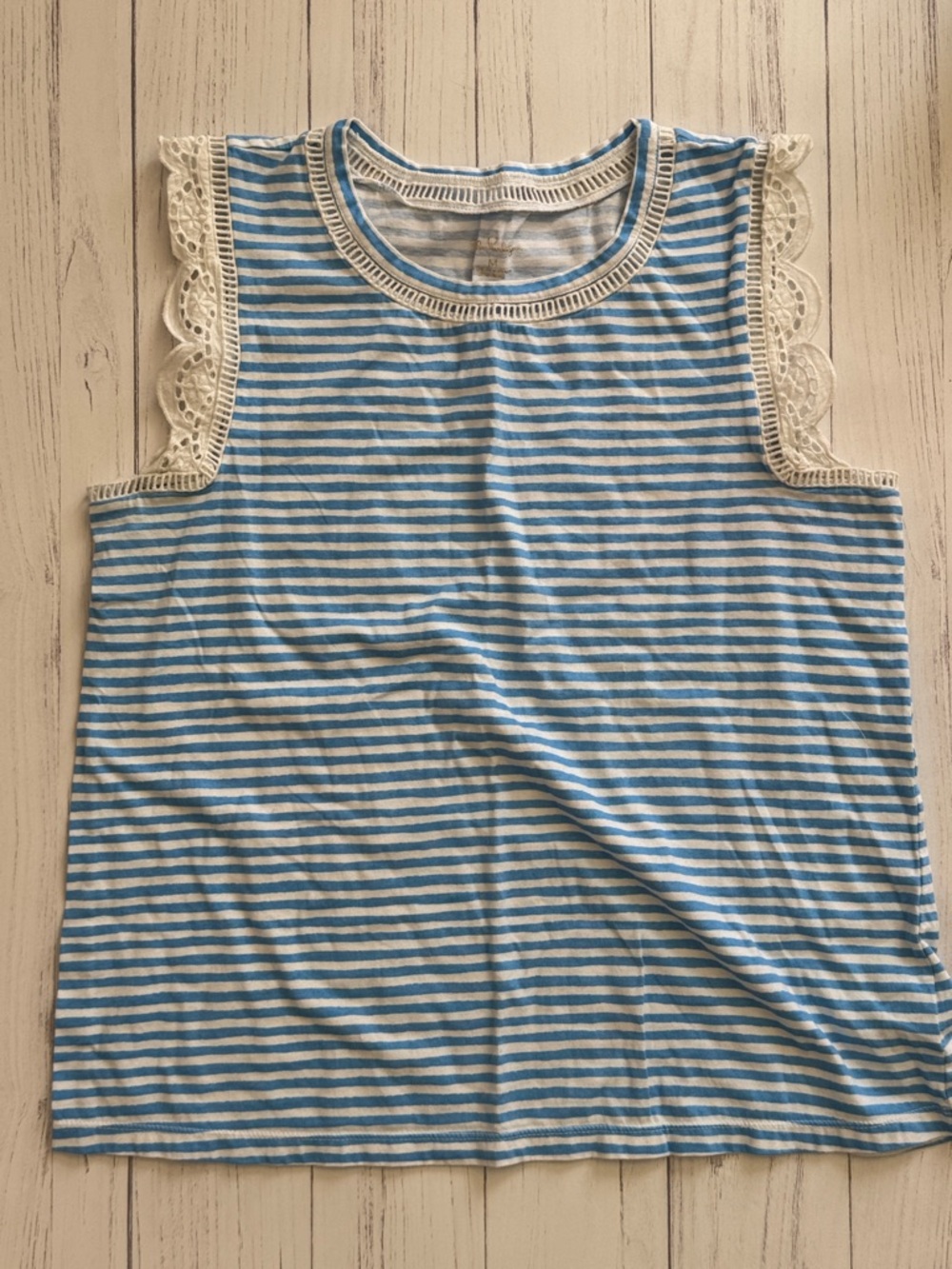 Lilly Pulitzer Blue & White Striped Crochet Trim Tank